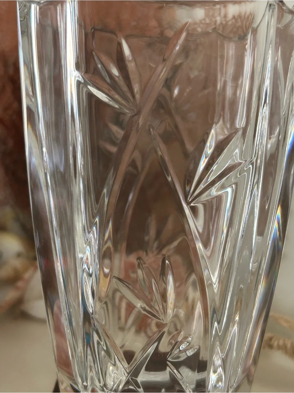 Waterford Crystal Bamboo Etched 6” Vase With Wood Base